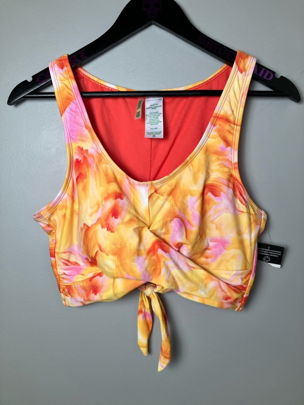 NWT Sandflower Women's Marble Tie Dye Bikini Top Size Medium Beach Retro Bright